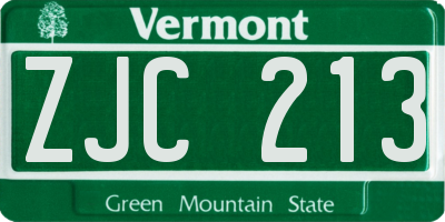 VT license plate ZJC213