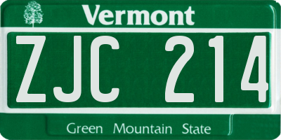 VT license plate ZJC214