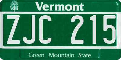 VT license plate ZJC215