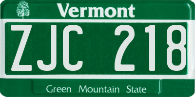 VT license plate ZJC218