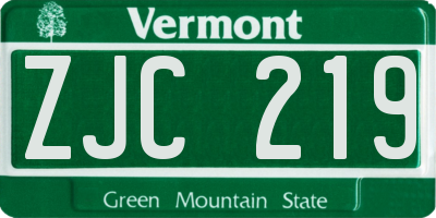VT license plate ZJC219