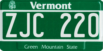 VT license plate ZJC220