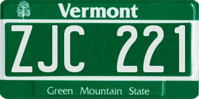 VT license plate ZJC221