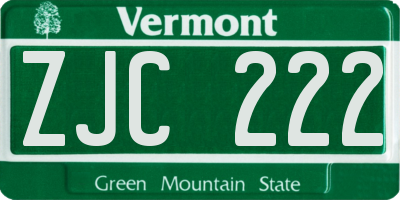 VT license plate ZJC222