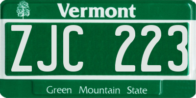 VT license plate ZJC223