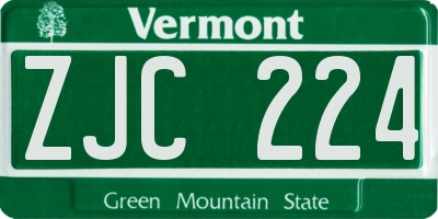 VT license plate ZJC224