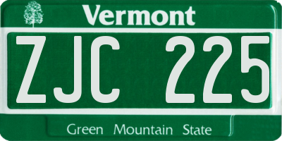VT license plate ZJC225