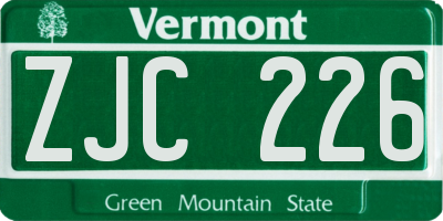 VT license plate ZJC226