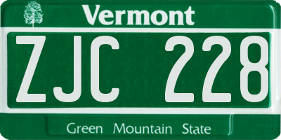 VT license plate ZJC228