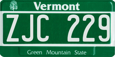 VT license plate ZJC229