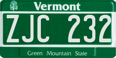 VT license plate ZJC232