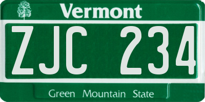 VT license plate ZJC234