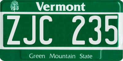 VT license plate ZJC235