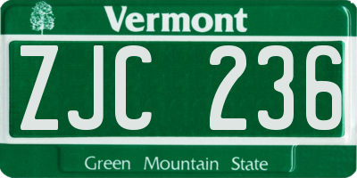 VT license plate ZJC236