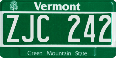 VT license plate ZJC242