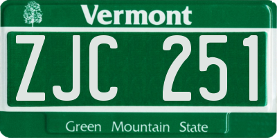 VT license plate ZJC251
