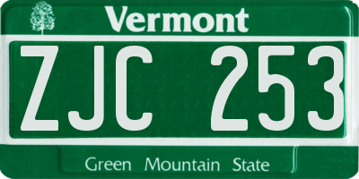VT license plate ZJC253