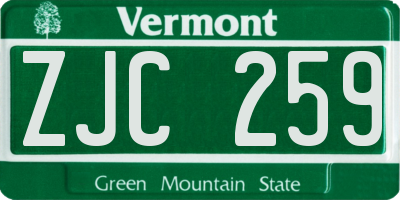 VT license plate ZJC259