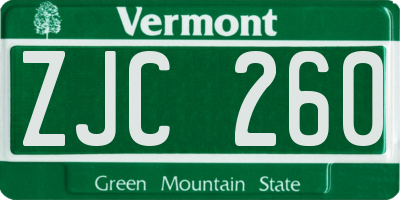 VT license plate ZJC260