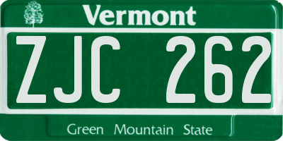 VT license plate ZJC262