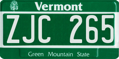 VT license plate ZJC265