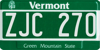 VT license plate ZJC270