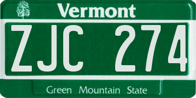 VT license plate ZJC274
