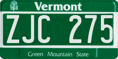 VT license plate ZJC275