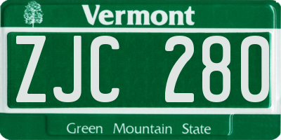 VT license plate ZJC280