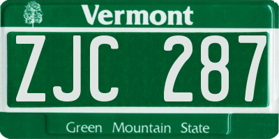 VT license plate ZJC287