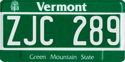 VT license plate ZJC289