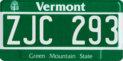 VT license plate ZJC293