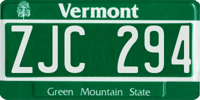 VT license plate ZJC294