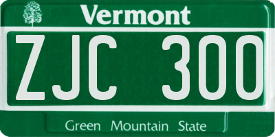 VT license plate ZJC300