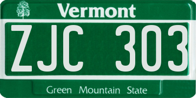 VT license plate ZJC303