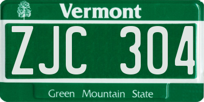 VT license plate ZJC304
