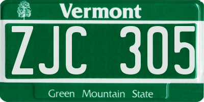 VT license plate ZJC305