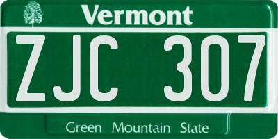 VT license plate ZJC307