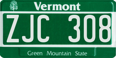 VT license plate ZJC308