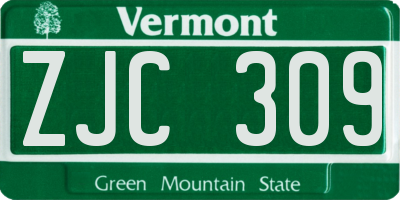 VT license plate ZJC309
