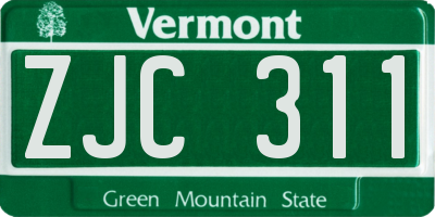 VT license plate ZJC311
