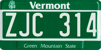 VT license plate ZJC314