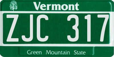 VT license plate ZJC317