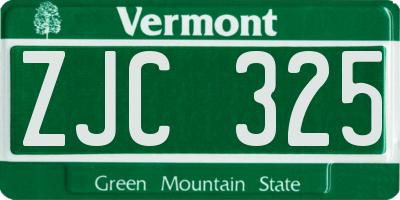 VT license plate ZJC325