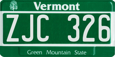 VT license plate ZJC326