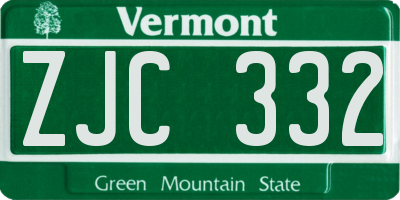 VT license plate ZJC332
