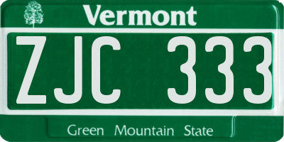 VT license plate ZJC333
