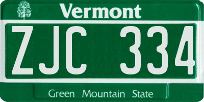 VT license plate ZJC334