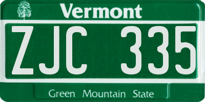 VT license plate ZJC335