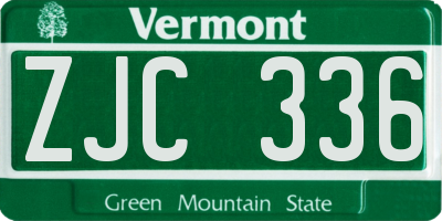 VT license plate ZJC336